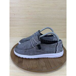 Hey Dude Wendy Chambray Woven Onyx Grey Slip On Shoes Womens 8